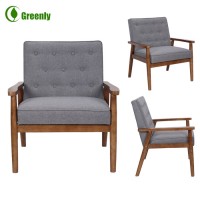 Modern style wooden single seater lounge sofa chairs with wooden armrest